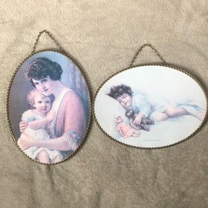 Vintage Oval Chain Framed Bessie Pease Gutmann Prints